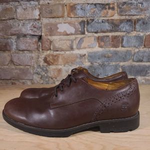 Timberland Mens Size 11M Casual Brown Leather Dress Comfort Shoes Lace Up EUC